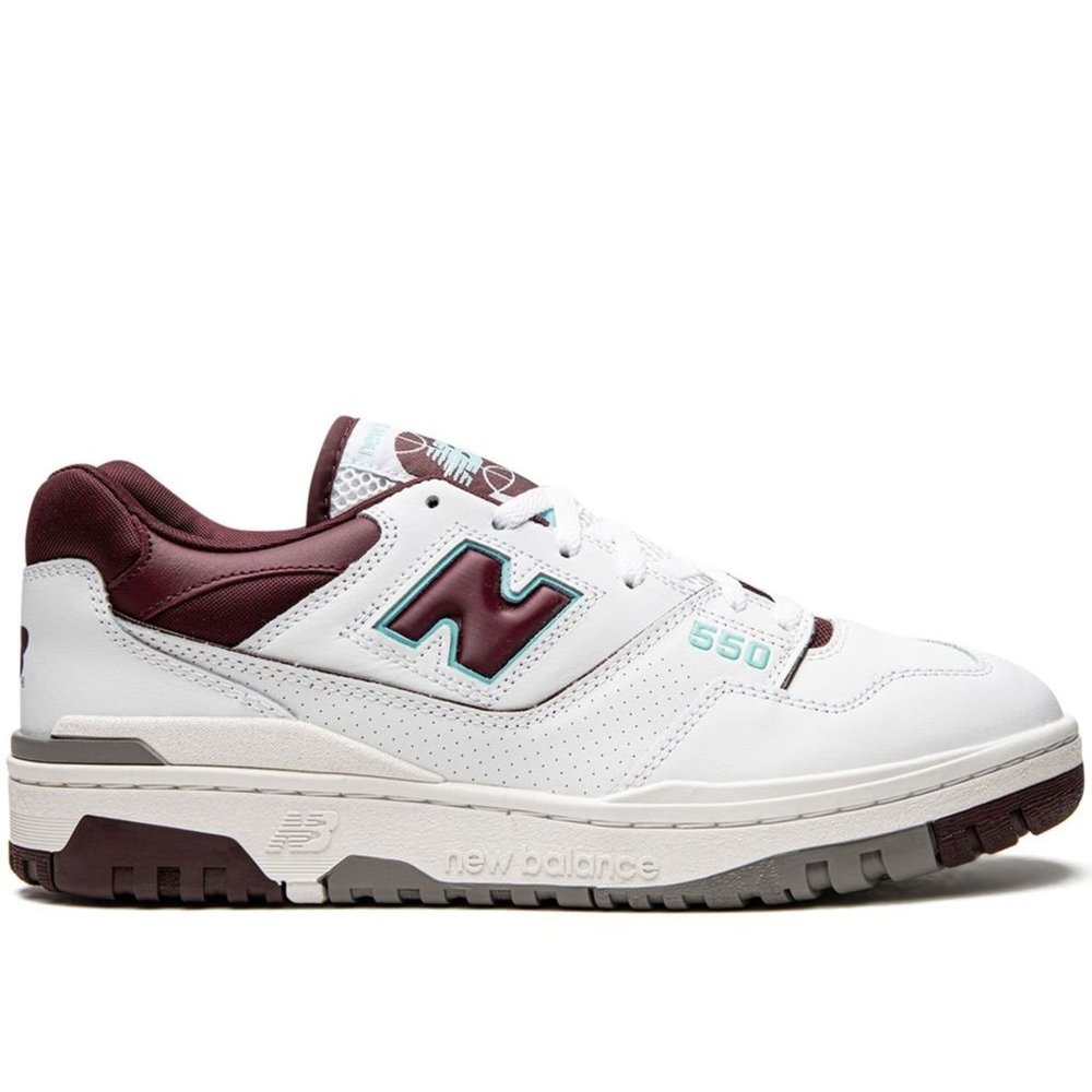 New Balance 550 Burgundy White Cyan BB550WBG NEW WITH Box size 9.5 Mens